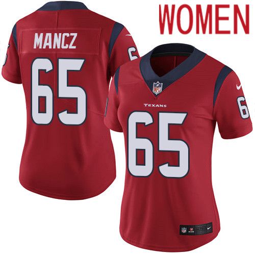 Women Houston Texans #65 Greg Mancz Red Nike Vapor Limited NFL Jersey->women nfl jersey->Women Jersey